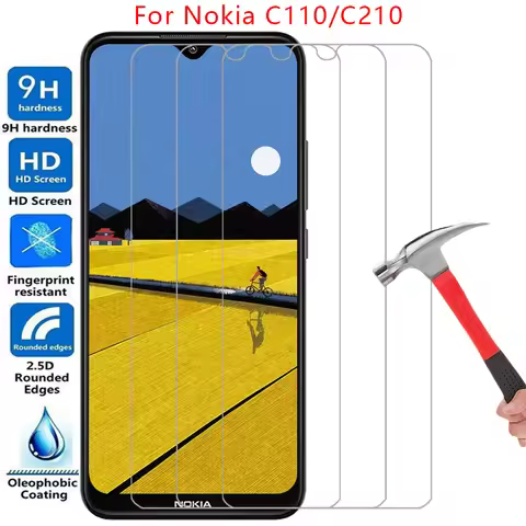 phone case for nokia c110 c210 tempered glass screen protector on nokiac110 nokiac210 c 110 210 110c