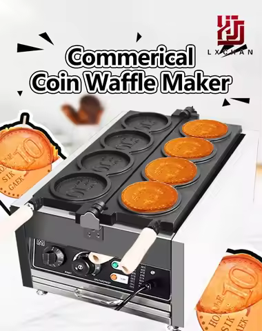 HomeWise Electric Waffle Maker Gold Coin Waffle Maker Gold Coin Pattern Waffle Maker Gold Coin Mold 