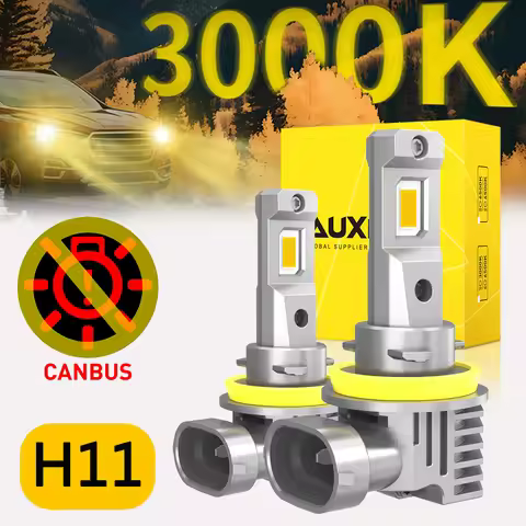 2Pcs AUXITO H11 LED Yellow 3000K Headlight Fog Lamp Bulb For Car 12V Canbus No Error H8 H9 H16JP 50W