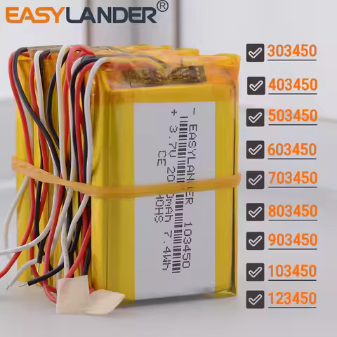 5Pcs/Lot 3Wires 3.7V 303450 600mAh Li-polymer Li Po Lithium Battery 403450 503450 603450 703450 8034
