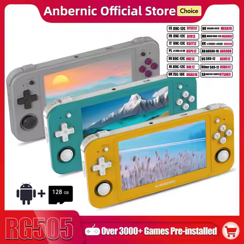 ANBERNIC RG505 Handheld Game Console Android 12 Unisoc Tiger T618 Built-in 128G Pre-Loaded 3172 Game