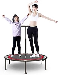 Home Office Foldable Round Fitness Trampoline 40 Inch Height-Adjustable Handle Jumping Trampoline User Weight Up To 250Kg For Indoor/Outdoor