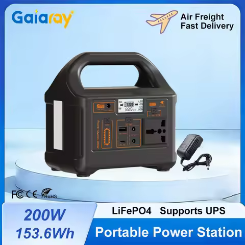 Gaiaray 200W Power Station 220V 110V Solar Generator Outdoor Portable Solar Power 153.6Wh LiFePo4 Ba