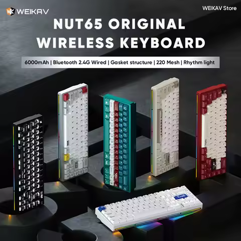 WEIKAV NUT65 Wireless Gaming Aluminium Mechanical Keyboard Kit 60% QMK/VIA Bluetooth 2.4G RGB Wired 