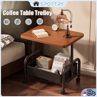 【SG SPOETR】Coffee Table with Storage Movable Table Side Table with Wheels Bedroom Storage Rack Sofa 