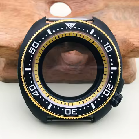 Black SKX 6105 6309 Turtle Nh35 Watch Cases Fit NH35 NH36 4R35 4R36 Automatic Movement with Gold Bez