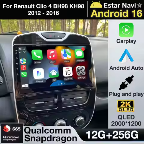 Android 16 Car Radio For Renault Clio 4 BH98 KH98 2012 - 2016 GPS Multimedia Player Navi Wireless Ca