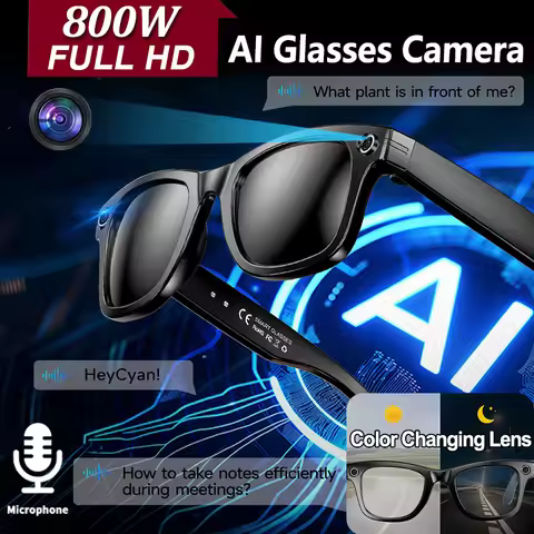LIGE AI Smart Glasses with Camera Music Video Bluetooth Call Glasses Man 270mAh Voice Assistant Musi