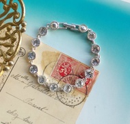 【西洋古董飾品 】AVON 銀色調 圓鑽 都會氣質 手鍊