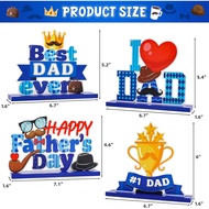4 Pcs Fathers Day Table Decorations Wooden Sign Centerpieces Fathers Day Decorations Birthday Party 