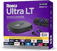 Roku Ultra LT (2023) HD/4K/HDR Dolby Vision Quad-Core Streaming Player with HDMI Cable, Headphones, Voice Remote w/ Private Listening, Ethernet
