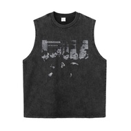 เสื้อยืดแขนสั้น Rammstein Vintage Washed American Street Punk Rock Band Tank Top round Neck Short Sl