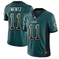 fuz Philadelphia Eagles NFL Football Jersey No.11 Wentz T Shirt Jersey Casual Sport Tee Plus Size