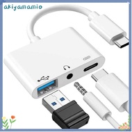 AKIYAMAMIO Type-C to 3.5m Tablet USB Splitter 3 in 1 Audio Converter