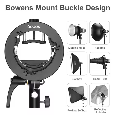 GODOX S2 Speedlite Bracket S1 Updated S-Type Bowens Flash Holder Mount for Godox V1 V860III AD200 AD