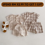 Summer Baju Baby Boy Clothes Set Plaid Short Sleeve Polo Shirt with Shorts 2pcs OOTD Baby Boy Outfit