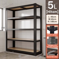 Furniture Rak Besi Susun Rak Besi Siku 5 Susun Rak Gudang Rak Penyimpanan Rak Barang 40x120x180CM