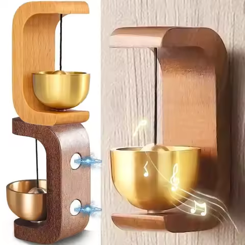 New Doorbell Solid Wooden Doorbell Magnetic Brass Wireless Jingle Bell Entrance Door Bell Earthquake