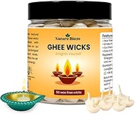 Pure Cow Ghee Lamp (Pack of 50 Pcs) Readymade Ghee Cotton Wicks | Arti Diya for Pooja | Ghee Wicks B