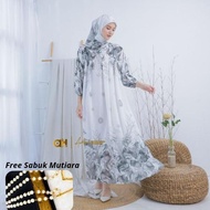 NEW!!! Arofah-Muslimah-GAMIS syar’i set hijab wanita seruty babydoll printing dress muslim wanita ga