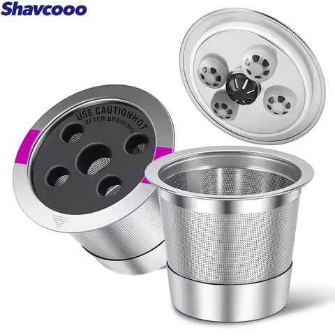 Shavcooo KC112 Stainless Steel 2 PCS K Cup for Keurig 1.0 2.0 Reusable Double 5 Hole Coffee Filter P