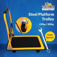 Golden Bull Steel Platform Trolley 150kg Hand Truck 4 Wheel Trolley Yellow Black