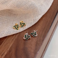 Temperament INS Wind Earrings Zircon High-end Geometric Ear Jewelry Studs for Niche Girls S925Silver