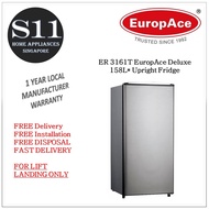 EuropAce ER 3161T Deluxe 158L* Upright Fridge + 1 Year Local Manufacturer Warranty + Free Delivery