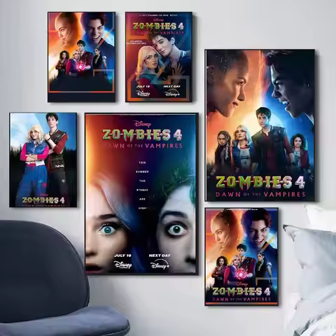 Zombies 4 Dawn Of The Vampires Movie Poster Self-adhesive Art Waterproof Paper Sticker Coffee House 