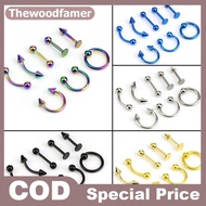 thewoodfamer Mixed 8PCS 16G Stainless Steel Helix Piercing Jewelry Ear Eyebrow Nose Lip Rings EN