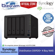 Synology DiskStation DS920+ / DS923+ 4 Bay NAS (Diskless) + Seagate IronWolf/WD Red/Toshiba HDD 4TB/8TB x 2/4Pc (3Yr Wty