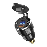 Suitable for BMW Ducati European Standard Motorcycle Plug USB Car Charger QC3.0+PD Car Charger Alumi