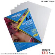กระดาษโฟโต้ สติ๊กเกอร์ 130แกรม  Melon-Super   Glossy Photo Sticker Paper 130G A4