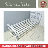 ◎BASE TEBAL Single Bed  White Metal Bed Frame  Bedroom Furniture  Katil Single Murah  Katil Besi Put