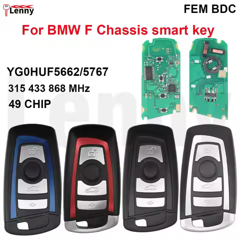 BMW Lenny YG0HUF5662/5767 315/433/868MHz 49chip PCF7945 car samrt key for F chassis series for BMW 1