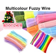 Colorful Fuzzy Wire Chenille Stems Pipe Cleaner 100pcs Kids DIY Craft class Handmade Flower Set