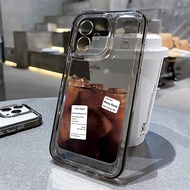 Black Coffee เคสไอโฟน11 กันกล้อง หรูหรา Soft TPU ใส เคส For iPhone 11 15 13 12 14 Pro Max X XR XS Max 7 8 Plus SE 2020 2022 14 15 Plus Phone Case แบบนิ่ม กัเคสโทรศัพท์ นิ่มกันกระแทก ซิลิโคนนิ่ม