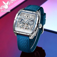 PLAYBOY นาฬิกา สำหรับผู้ชายของแท้นาฬิกากันน้ำอัตโนมัติเต็มรูปแบบนาฬิกากลไกสี่เหลี่ยมแบบใหม่2024