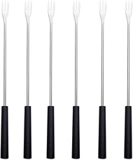 CALLARON 6pcs Stainless Steel Fondue Forks Chocolate Dipping Fork Cheese pickle Forks Cocktail Forks Bbq Fork Roasting Stick Skewer for Camping Picnic Fork