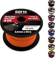 GO!elements 100 m Paracord Rope Made of Tear-Resistant Nylon - 3 mm Paracord 425 Type II Max. 192 kg