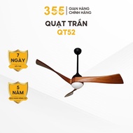 Ceiling Fan QT52 - 355 Decor Lighting - LED 3 Modes - 3 Wooden Blades - DC Motor