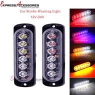 12-24V 6 LED Strobe light truck light Slim Amber Flash Light Bar Car Vehicle Emergency Warning Strobe Lamp ⚡READYSTOCK⚡