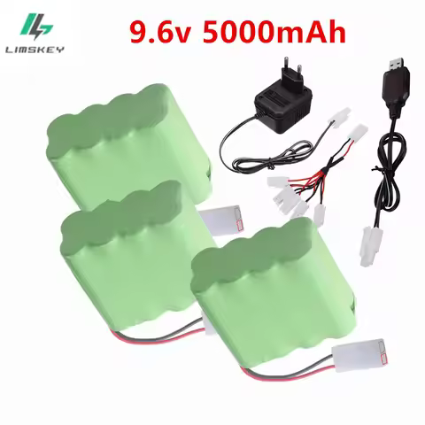 Upgraded 5000mah 9.6V Ni-MH Battery with Charger For Rc toys Cars Tank Train Robot Boat parts AA 9.6