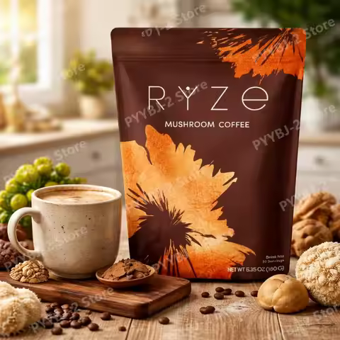 Organic Mushroom Coffee powder with 6 Types Adaptogenic Mushrooms MCT Oil Enhance focus & support im