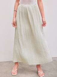 Cider Woven High Rise Pleated Maxi Skirt