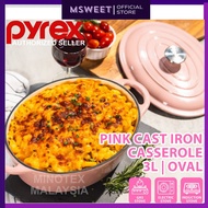 Pyrex 3L Oval Cast Iron Casserole 27cm – Pink | Dutch Oven, Induction & Oven Safe