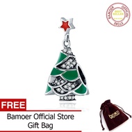 BAMOER Free Shpping 925 Sterling Silver Christmas Tree & Star  Clear CZ Charm Beads fit Women Bracel