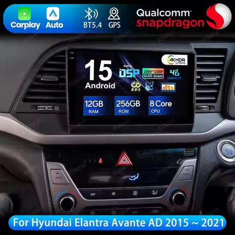 Android 15 For Hyundai Elantra Avante AD 2015 ~ 2021 Car Radio QLED GPS 4G LTE Stereo BT Viedo Playe