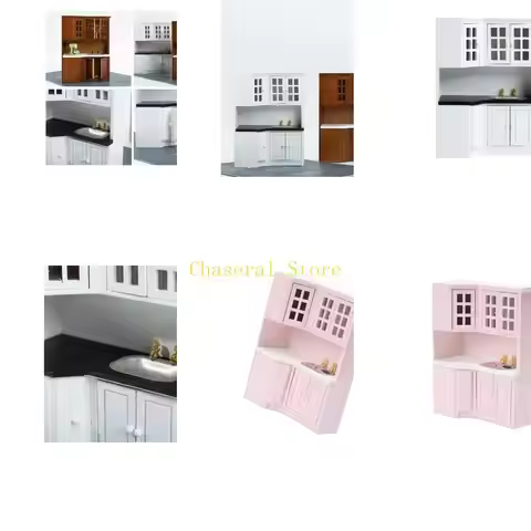 E7CE 1/12 Dollhouses Kitchen Cabinet Miniature Furniture with Sink Craft Project Model Kitchen Room
