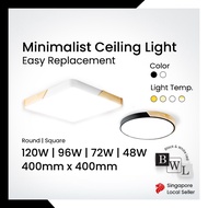 BWL LED Ceiling Lights 400MM 48W/72W/96W/120W Tri-tone Wood With Black/White Casing Modern Ceiling Nordic Bedroom Light